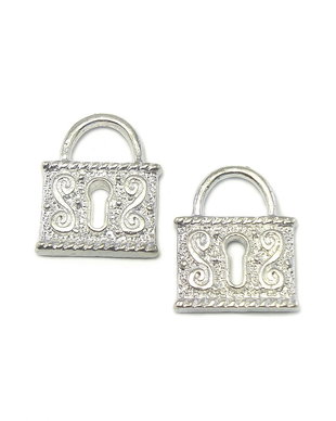 Charm lacat, finisaj argintiu, 19x15 mm (cod 9-209)