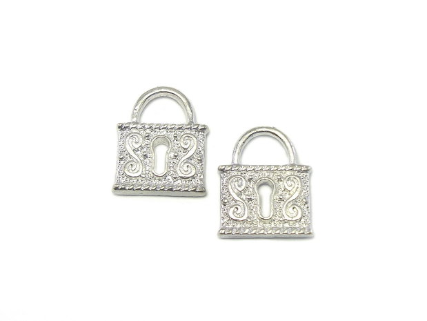 Charm lacat, finisaj argintiu, 19x15 mm (cod 9-209)
