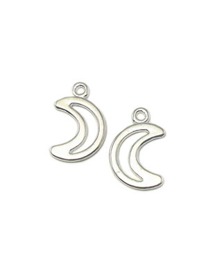Charm semiluna, finisaj argintiu, 17x11 mm (cod 9-210)