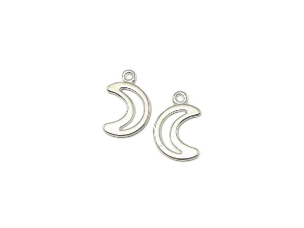 Charm semiluna, finisaj argintiu, 17x11 mm (cod 9-210)