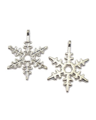 Charm fulg de zapada, finisaj argintiu, 24x18 mm (cod 9-217)