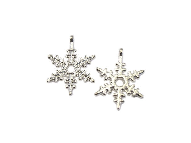 Charm fulg de zapada, finisaj argintiu, 24x18 mm (cod 9-217)