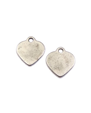Charm inima, finisaj argintiu antichizat, 15x14 mm (cod 9-222)