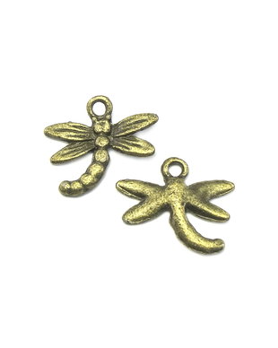 Charm libelula, finisaj bronz, 17x18 mm (cod 9-227)