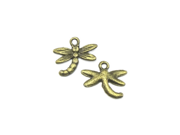 Charm libelula, finisaj bronz, 17x18 mm (cod 9-227)