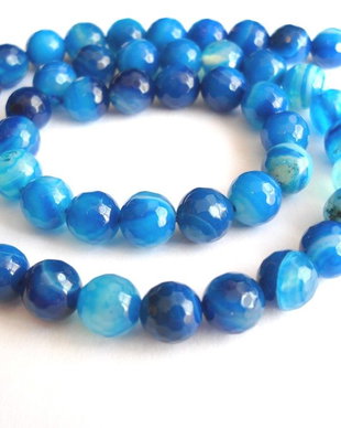 X195 Agate fatetate dungate albastre 8mm