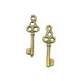 Charm cheie, finisaj bronz, 21x6 mm (cod 9-232)
