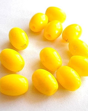 I196 Margele ovale de sticla, galbene 6x8mm