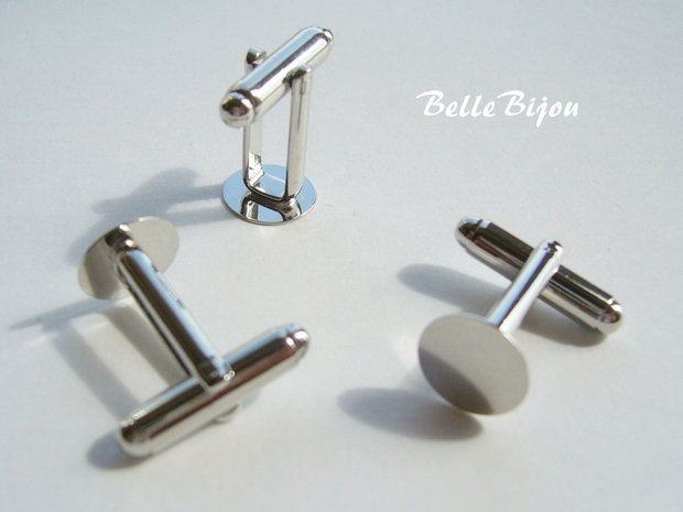 (2 b) Baza butoni argintiu satinat cu platou pentru lipit de 10 mm