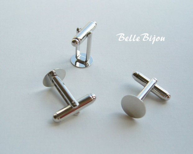 (2 b) Baza butoni argintiu satinat cu platou pentru lipit de 10 mm