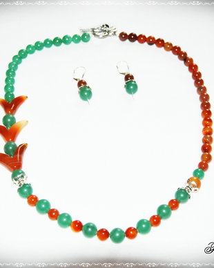 SET- AVENTURIN VERDE, CARNEOL SI JAD-VANDUT