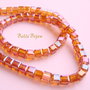 (10b) Cristale sticla cub orange cu efect AB aprox 5.5x5.5x5.5 mm