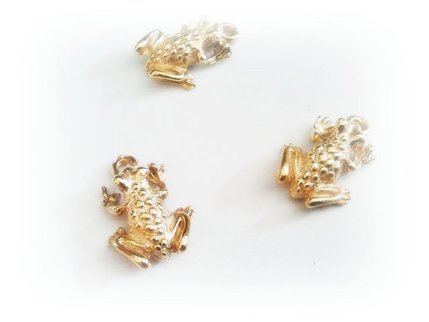 1b Charm 3D placat aur '' Broscuta fermecata  '' 11 x 23 mm
