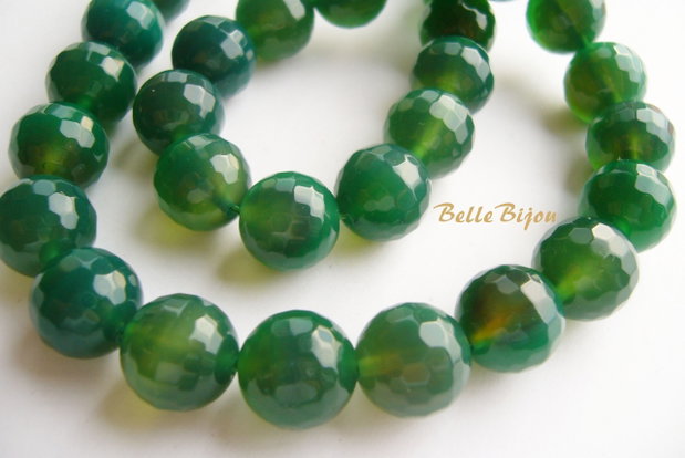 Agate verzi fatetate aprox 12.5 mm