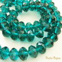 Cristale fatetate din sticla verde smarald aprox 12x8 mm