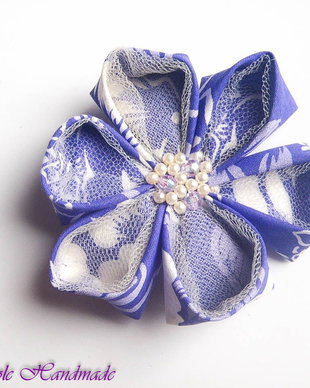 Clama par EvenStar - floare kanzashi, perle, cristale