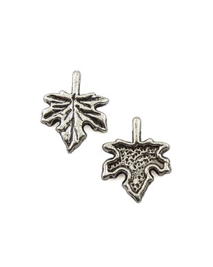 Charm frunza, finisaj argintiu antichizat, 17x13 mm (cod 9-239)