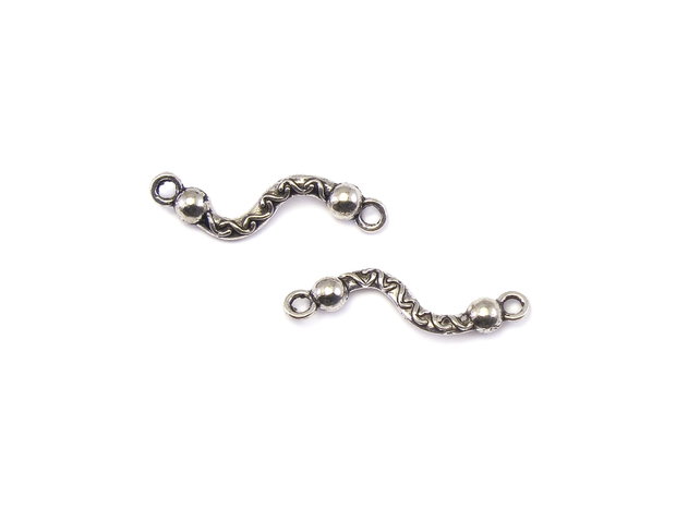 Conector placat cu argint antichizat, 22x6 mm (cod 6-83)