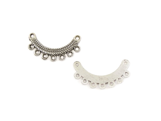 Conector placat cu argint antichizat, 26x14 mm (cod 6-84)