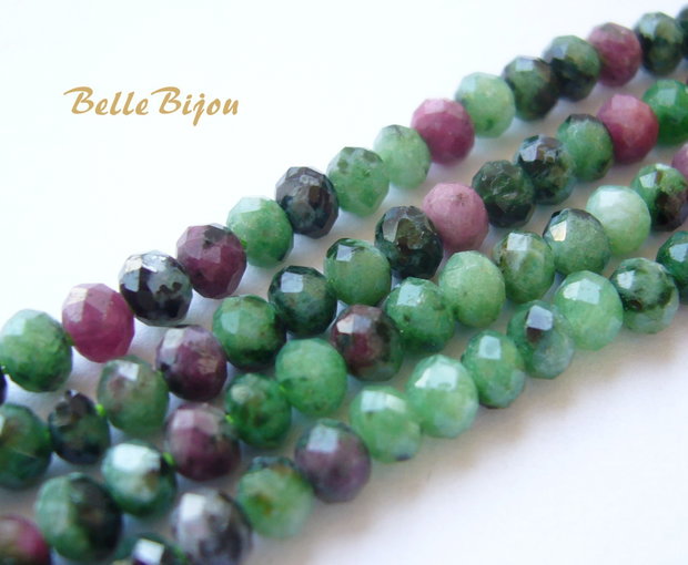 (5b) Ruby zoisite rondele fatetate aprox 4x3-4 mm