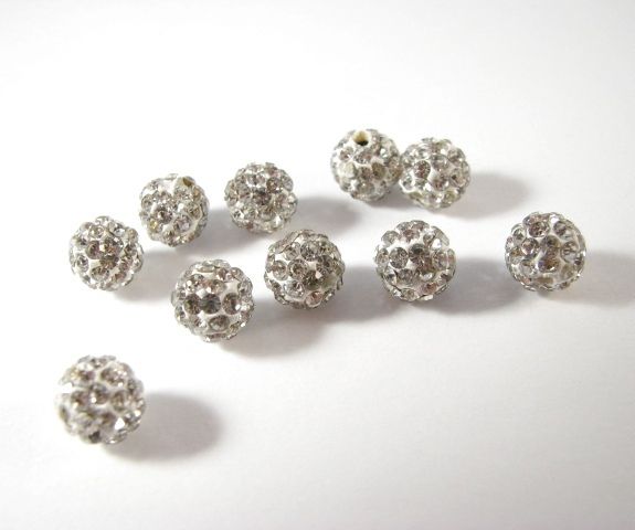 Margele shamballa, 8mm, clear # 2142