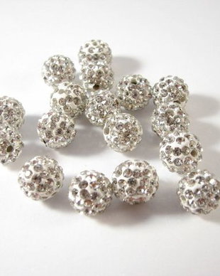 2143 - 4buc Margele shamballa, 10mm, clear