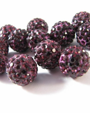 2147 - 5bu Margele shamballa, 12mm, mov inchis