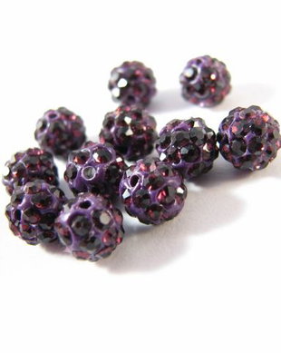 2148 - 8buc Margele shamballa, 6mm, mov inchis