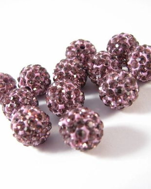 2150 - 6buc Margele shamballa, 10mm, mov lila