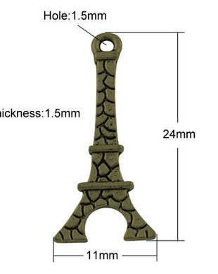 Charm turn eiffel, bronz, 24x11mm