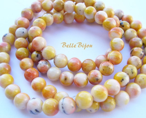 Agate degrade alb-galben-portocaliu cu pete negre aprox 8.5 mm