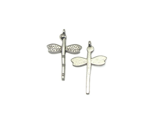 Pandantiv libelula, finisaj argintiu antichizat, 37x24 mm (cod 11-72)