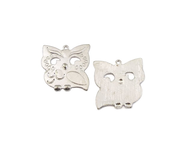 Pandantiv bufnita, finisaj argintiu, 30,5x29 mm (cod 11-76)