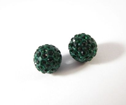 Margele shamballa, 10mm, verde padure # 2152