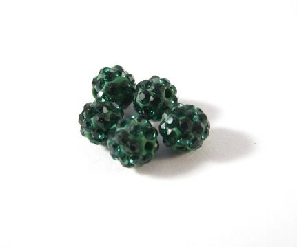 Margele shamballa, 6mm, verde padure # 2153