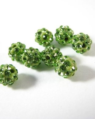 2156 - 10b Margele shamballa, 6mm, verde peridot