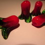 Lalele rosii lampwork, aprox 21 mm