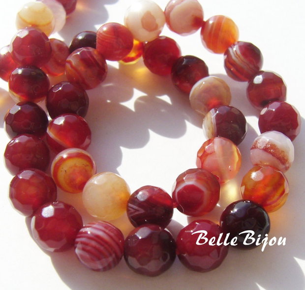 Agate fatetate degrade de la transparent la grena 6 mm