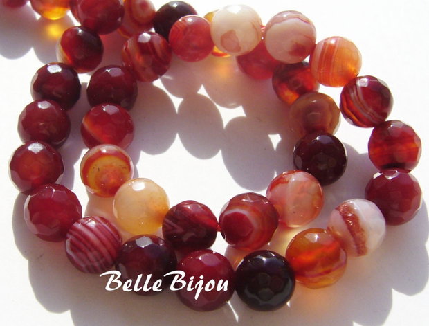 Agate fatetate degrade de la transparent la grena 6 mm