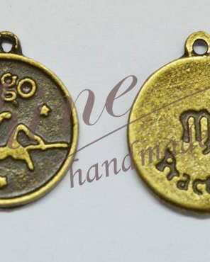 Charm zodia Fecioara, bronz antichizat