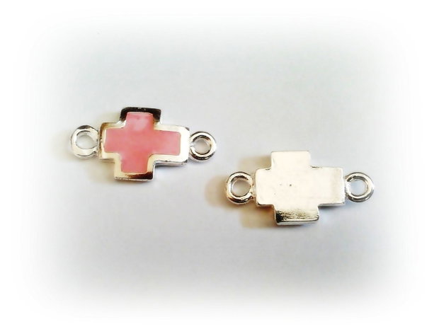 1b Link  argintiu '' pink cross '' 11 x 22mm