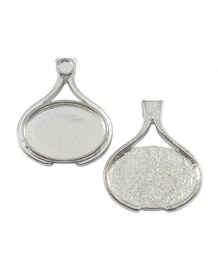 Baza cabochon, finisaj argintiu, 35x30 mm (cod 3-19)