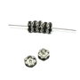 Distantier argintiu cu  rhinestone negru, 6 mm (cod 7-78)