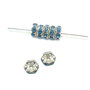 Distantier argintiu cu  rhinestone bleu, 6 mm (cod 7-79)