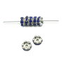 Distantier argintiu cu  rhinestone albastru cobalt, 6 mm (cod 7-80)