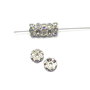 Distantier argintiu cu  rhinestone transparent, 6 mm (cod 7-81)