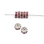 Distantier argintiu cu rhinestone rosu, 6 mm (cod 7-82)
