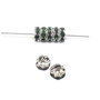 Distantier argintiu cu  rhinestone verde, 6 mm (cod 7-83)