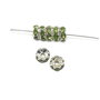 Distantier argintiu cu  rhinestone verde crud, 6 mm (cod 7-84)