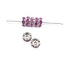 Distantier argintiu cu  rhinestone mov deschis, 6 mm (cod 7-85)
